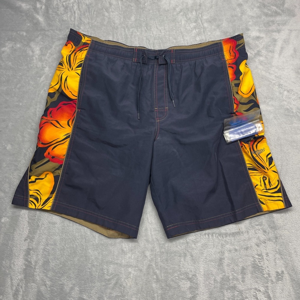 Speedo Shorts Mens Large Navy Floral Mesh‎ Lined Board Surf Surfing Water Polo